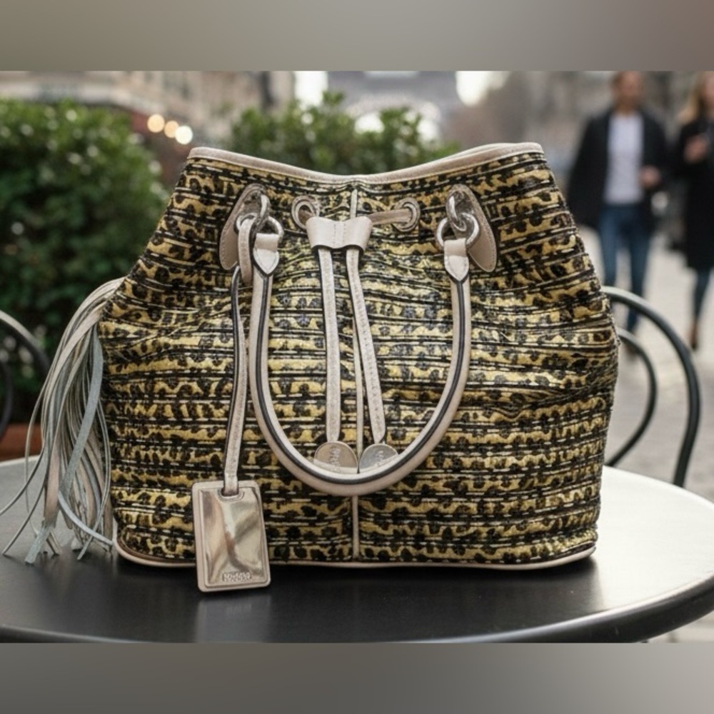Vintage Furla Leopard Print Bucket Bag Large